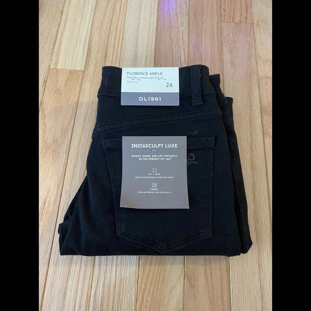 NEW DL1961 Women's Florence Ankle Instasculpt Skinny  Size 26 Mid Rise Black